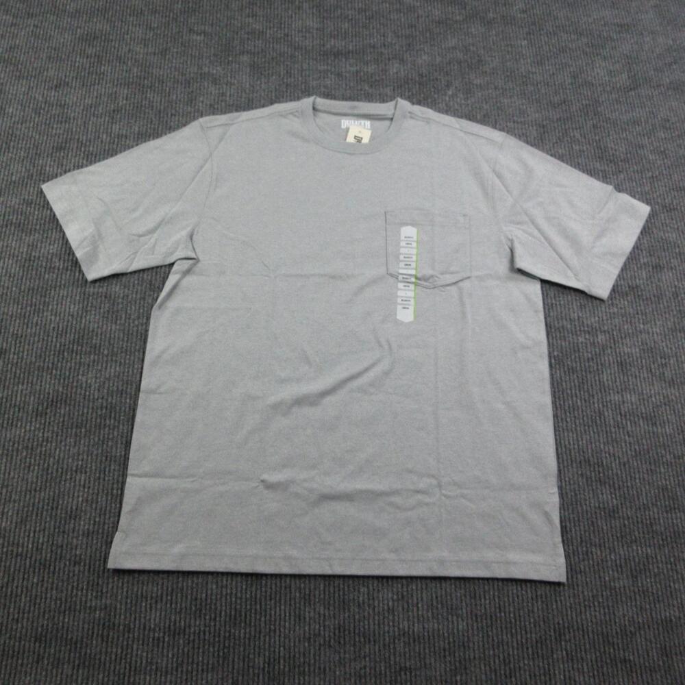 Duluth Trading Shirt Mens Large Gray Short Sleeve Pocket Longtail T Relaxed NWT